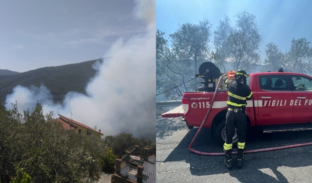 Incendio nell'imperiese, fiamme vicine alle case