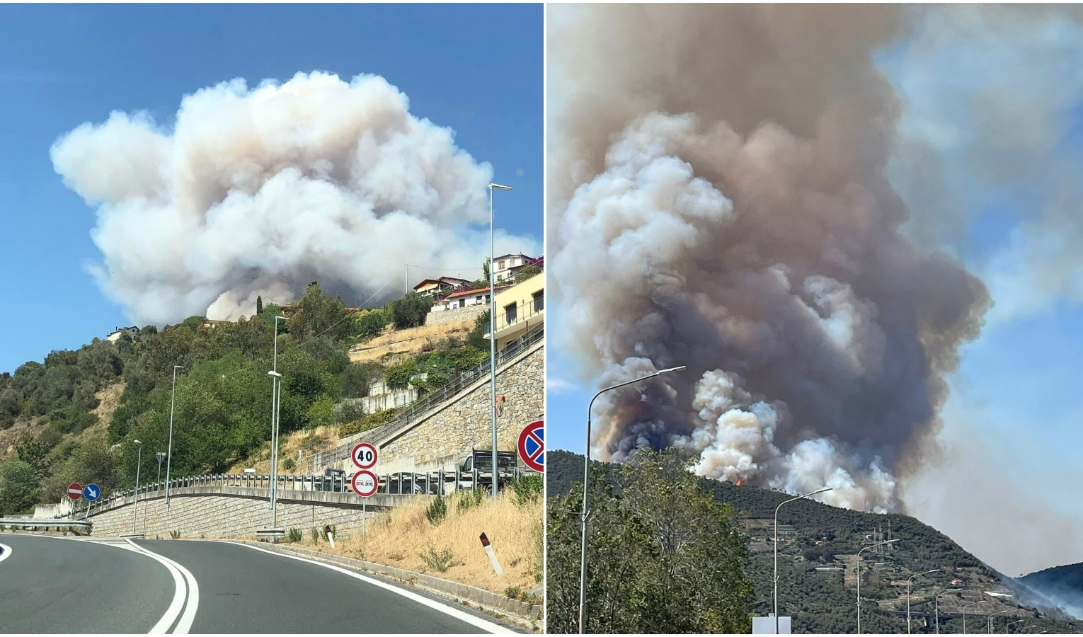 Arma di Taggia, riparte l'incendio boschivo: arriva l'elicottero, fiamme spente