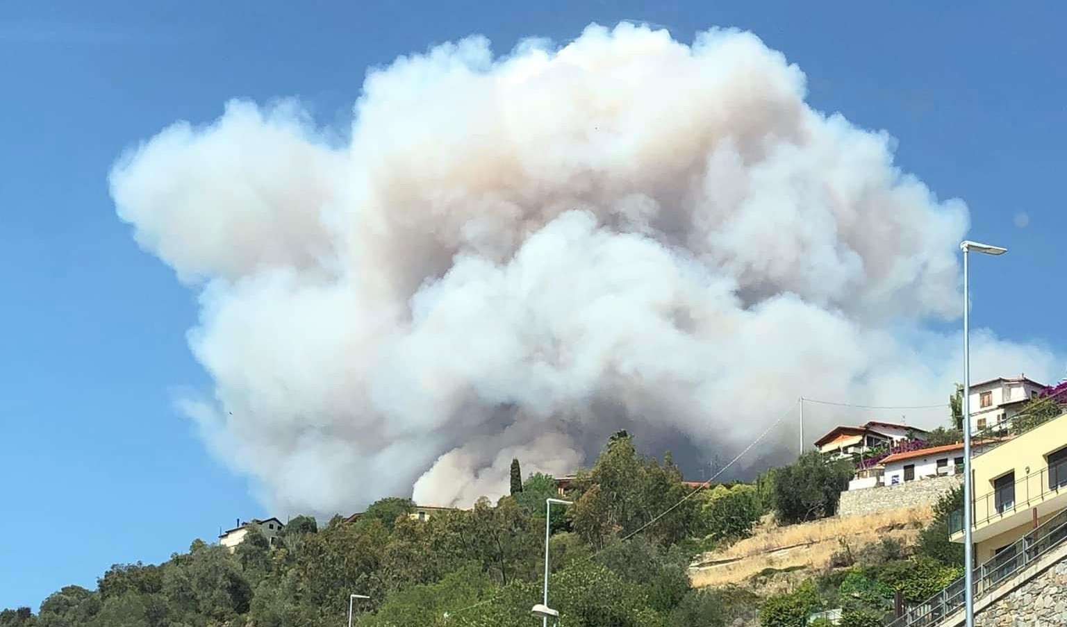 Taggia, ancora fiamme nel bosco bruciato una settimana fa: troppo vento per l'elicottero