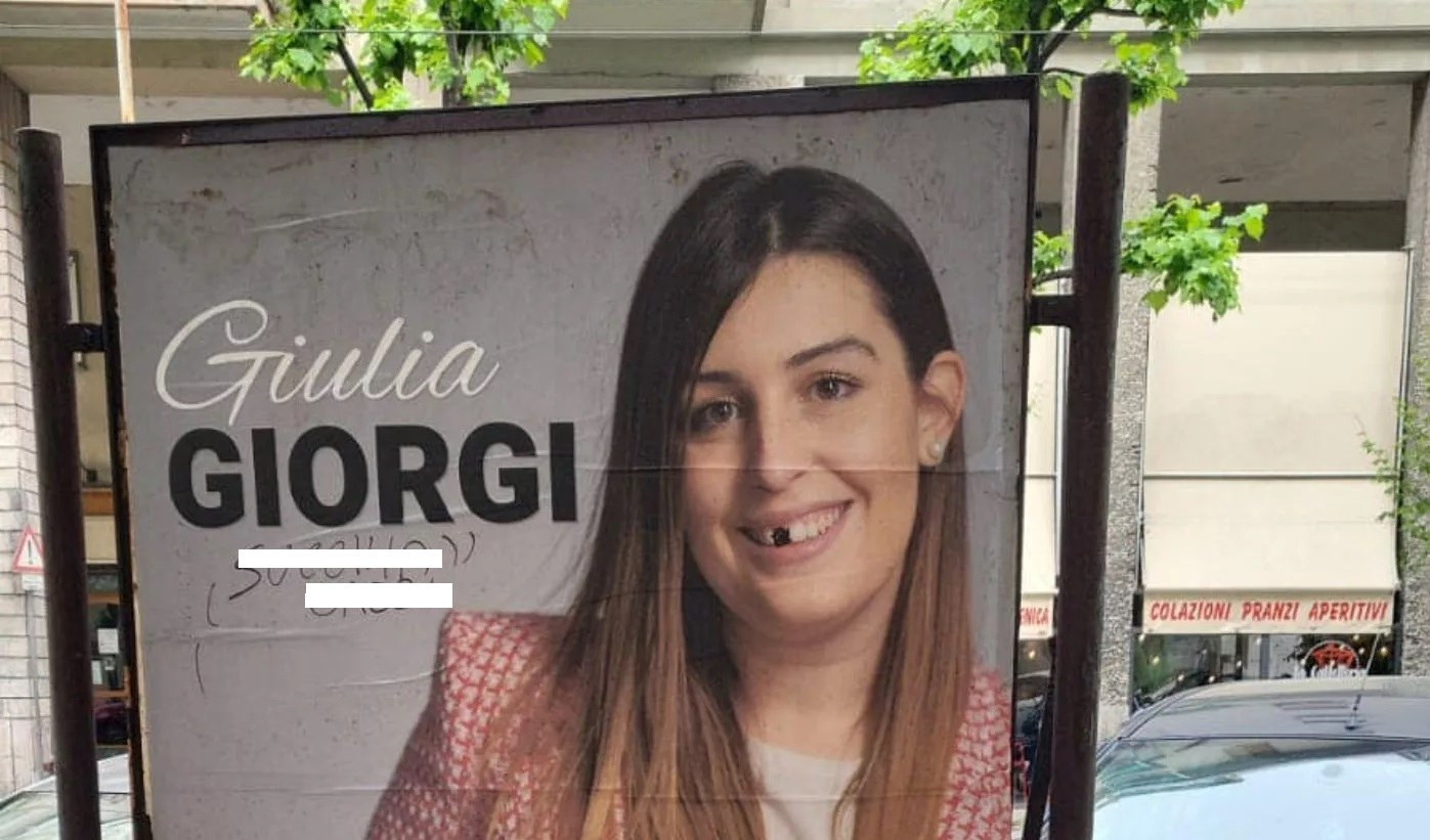 Elezioni comunali, insulti sessisti sul manifesto elettorale di Giulia Giorgi