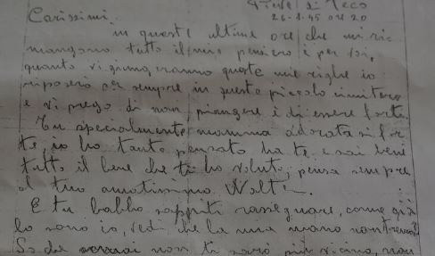Ritrovata lettera di un partigiano arrestato in Liguria, 