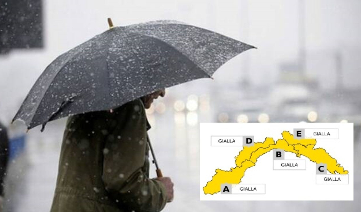 Pioggia, vento e neve nell'entroterra: doppia allerta gialla in Liguria