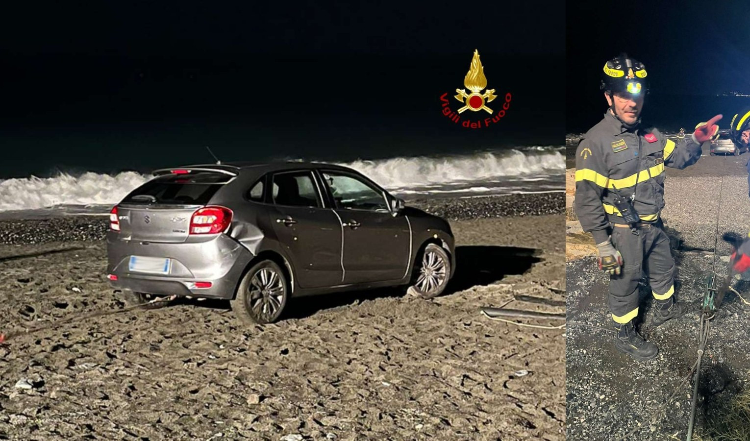 Genova, con la macchina sulla spiaggia: si arena...soccorso dai pompieri