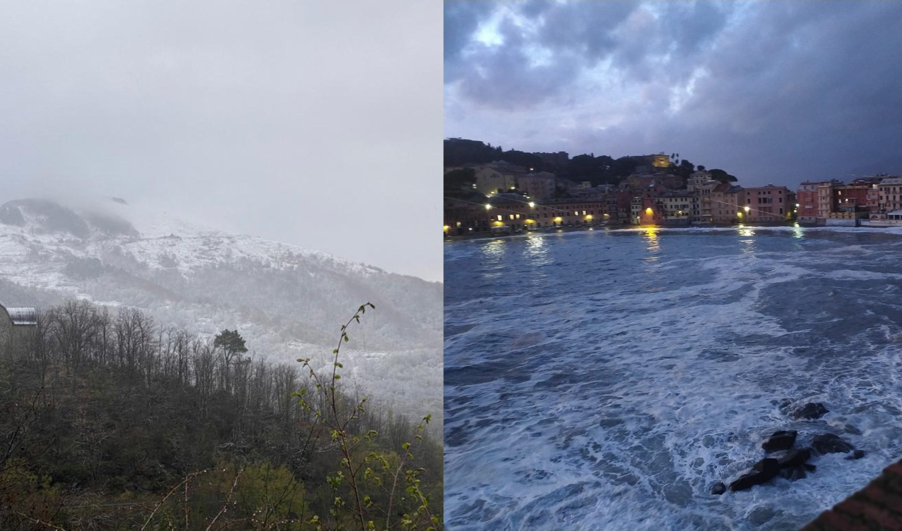 Meteo in Liguria, neve e mareggiate per il primo weekend di aprile