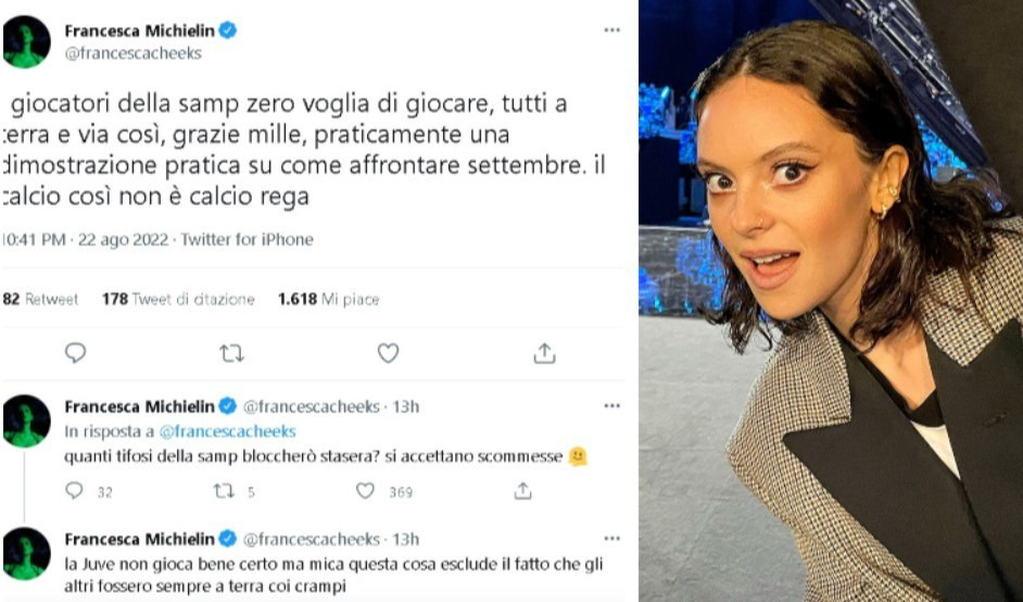 La cantante Michielin attacca la Sampdoria: baruffa sui social