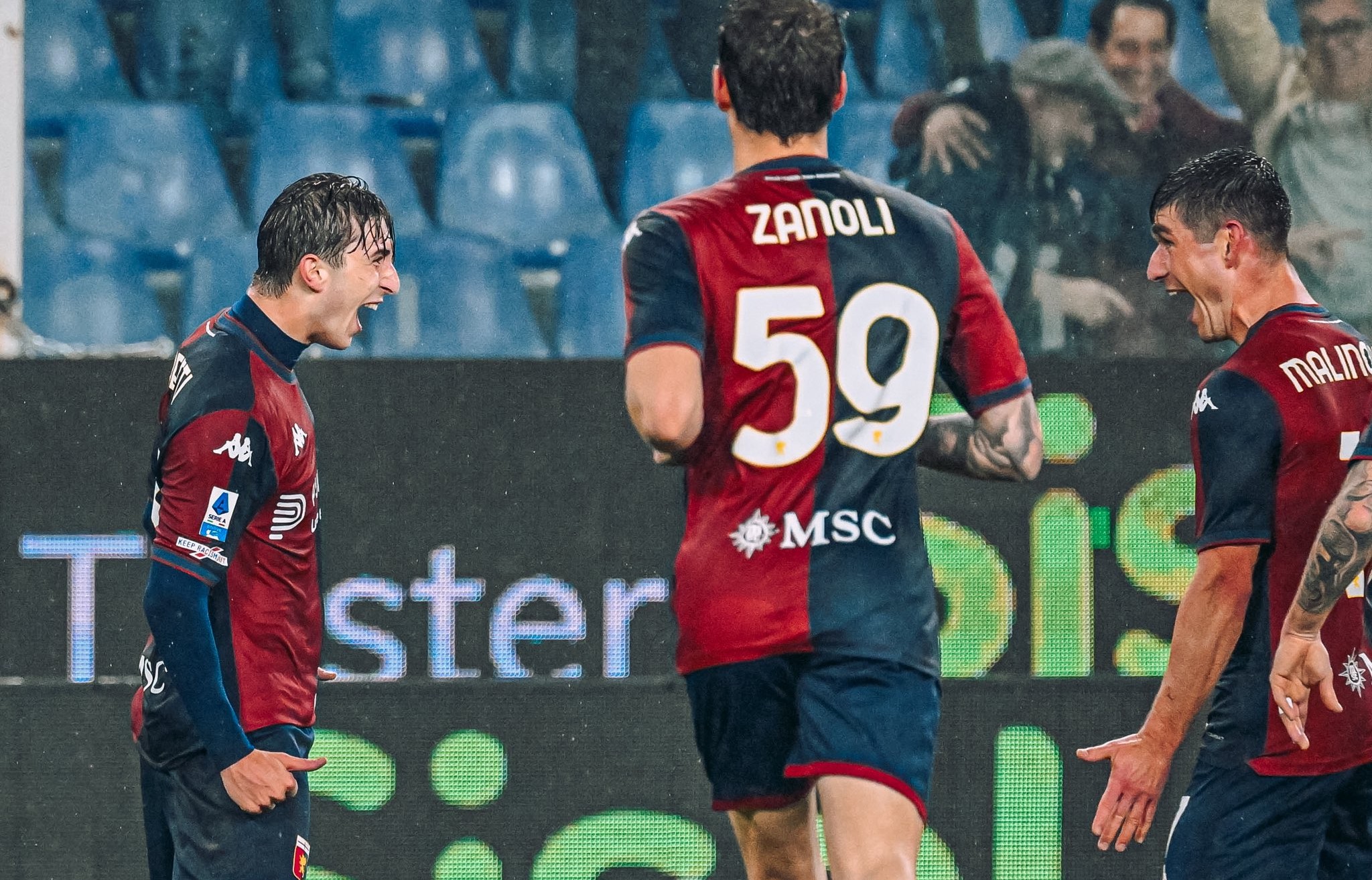 Miretti esulta dopo il gol al Lecce