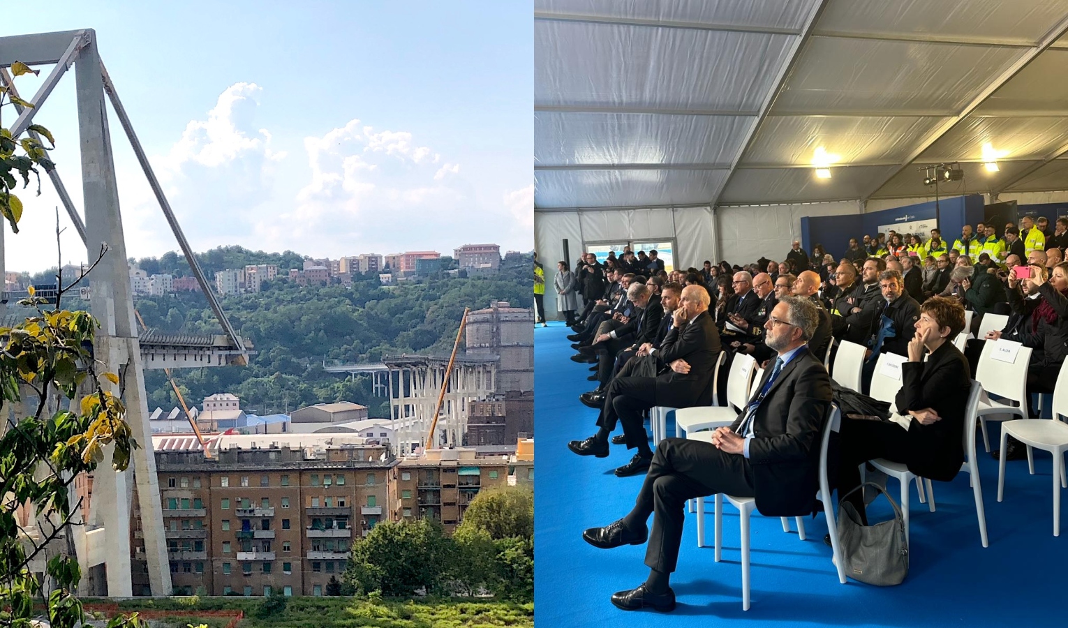 Tunnel, al cantiere minuto di silenzio per vittime Morandi 