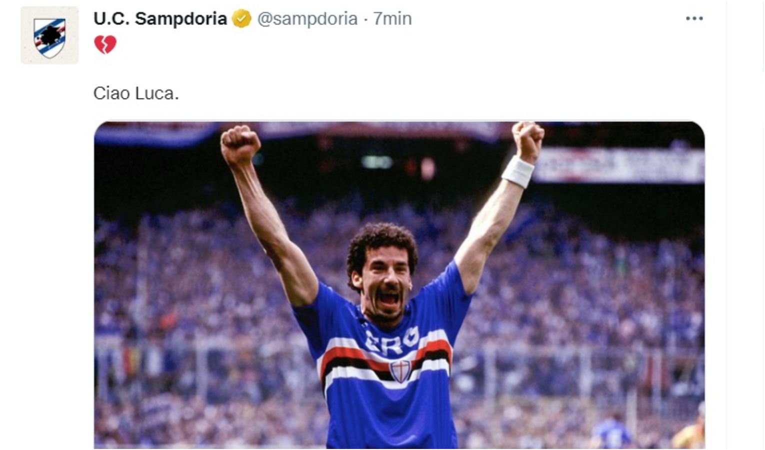 Morte Vialli, il cordoglio della Sampdoria: 