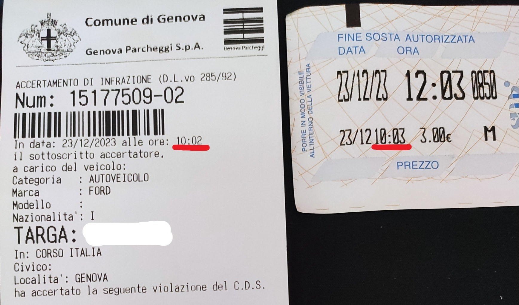 Genova, multata mentre sta pagando il parcheggio: 
