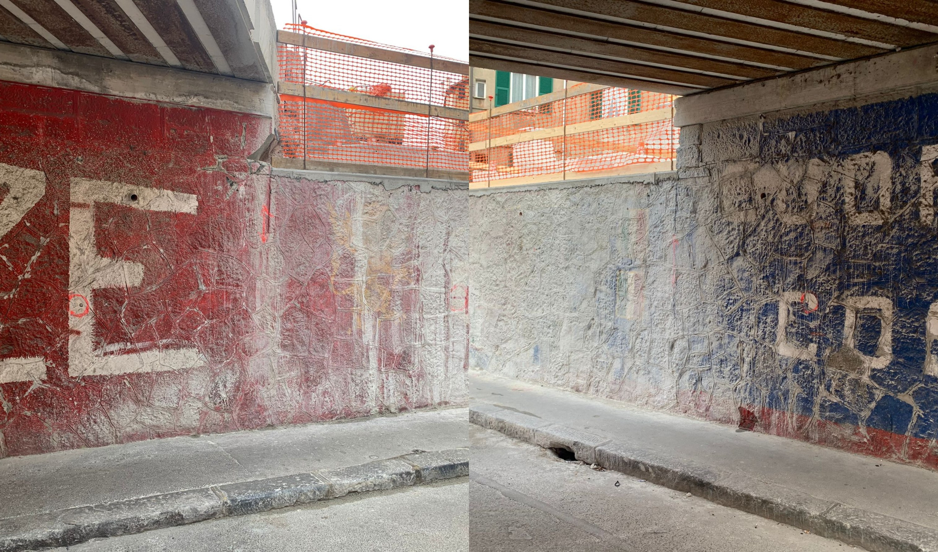 Genova, a Certosa i lavori ‘cancellano’ i murales del Genoa