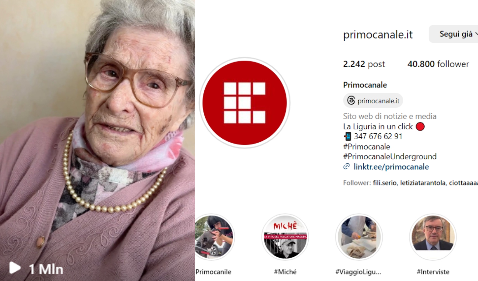 Rosa e i suoi 108 anni fanno un milione di views su Instagram di Primocanale