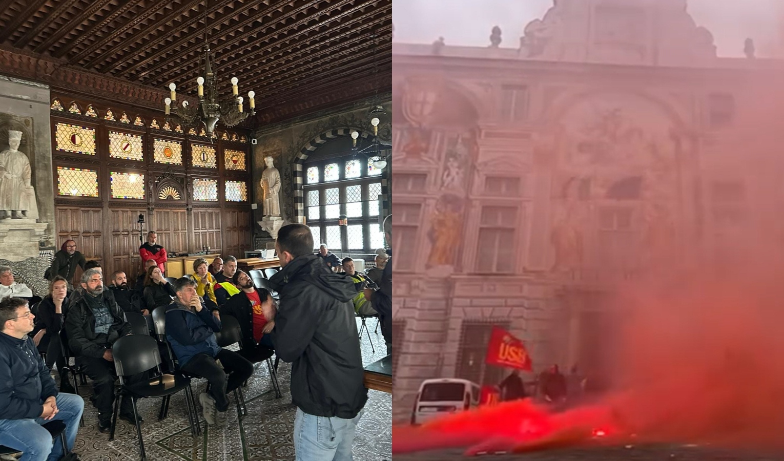 Genova, 50 portuali occupano palazzo San Giorgio