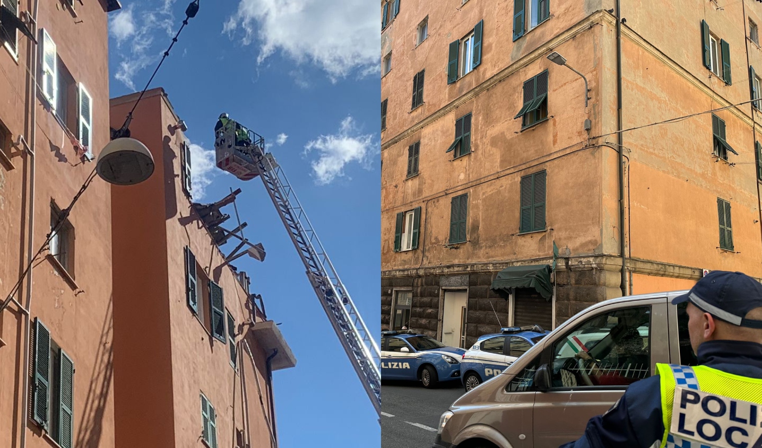Genova, crolla parte di tetto di un palazzo di via Venezia: stabile evacuato