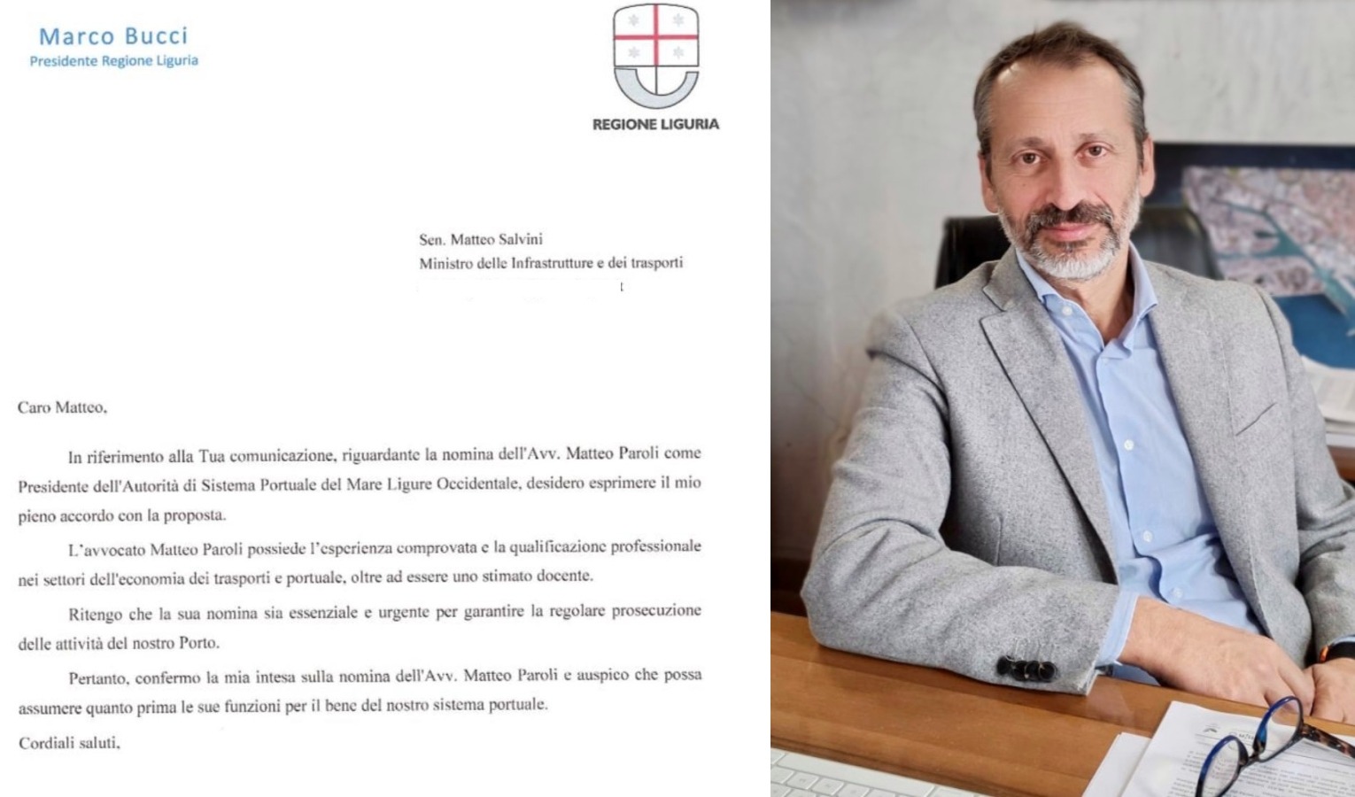 Bucci dà “intesa” su presidente del porto Matteo Paroli