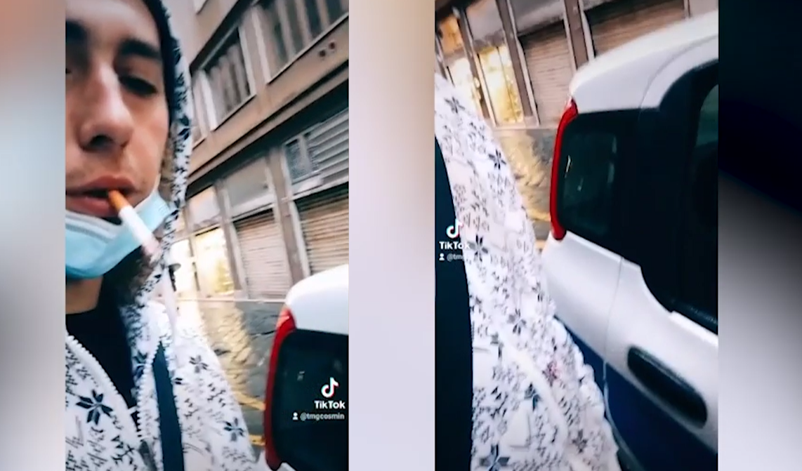 Fa pipì sull'auto dalla Polizia e mette il video su Tik Tok, riconosciuto alla Spezia