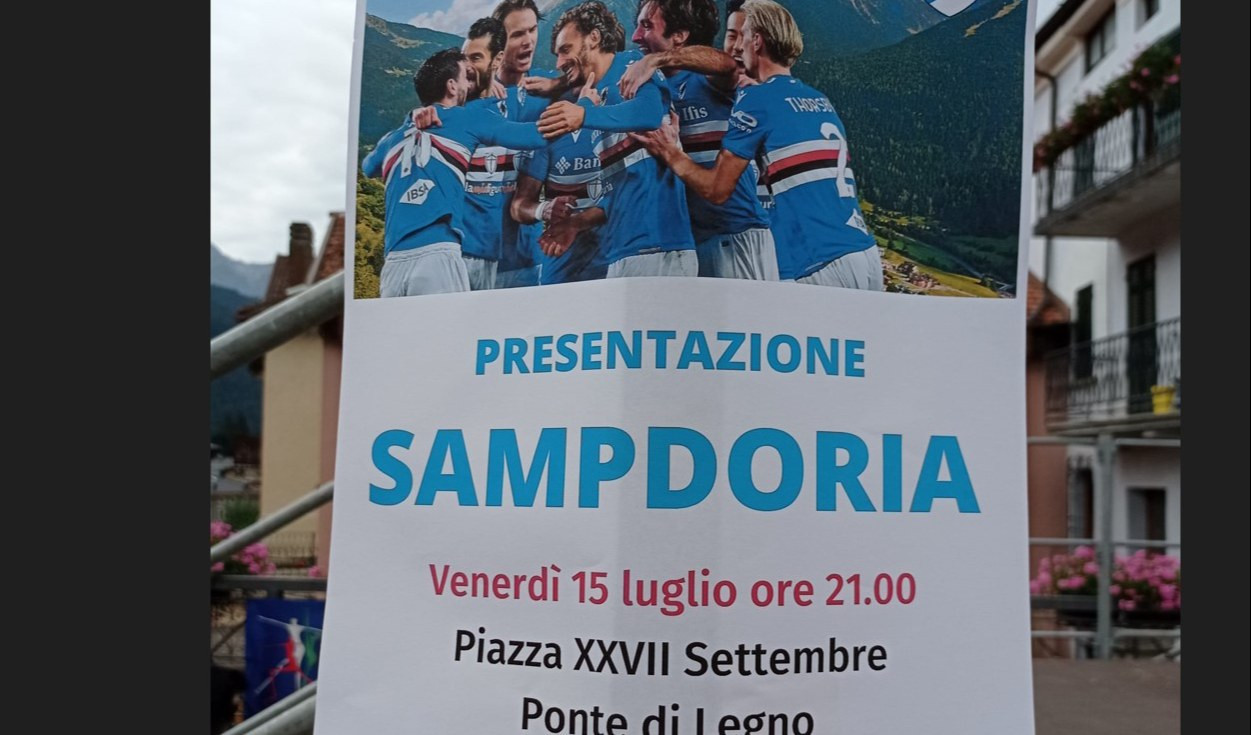 Sampdoria, venerdì sera la presentazione in piazza a Ponte di Legno