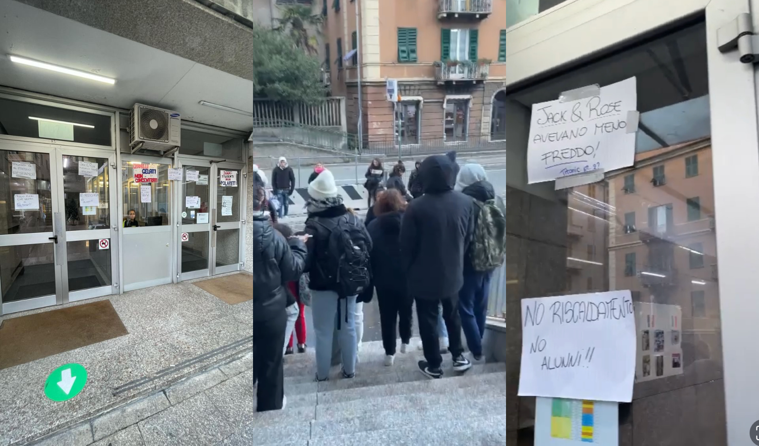 Genova, studenti in protesta per il freddo in classe: 