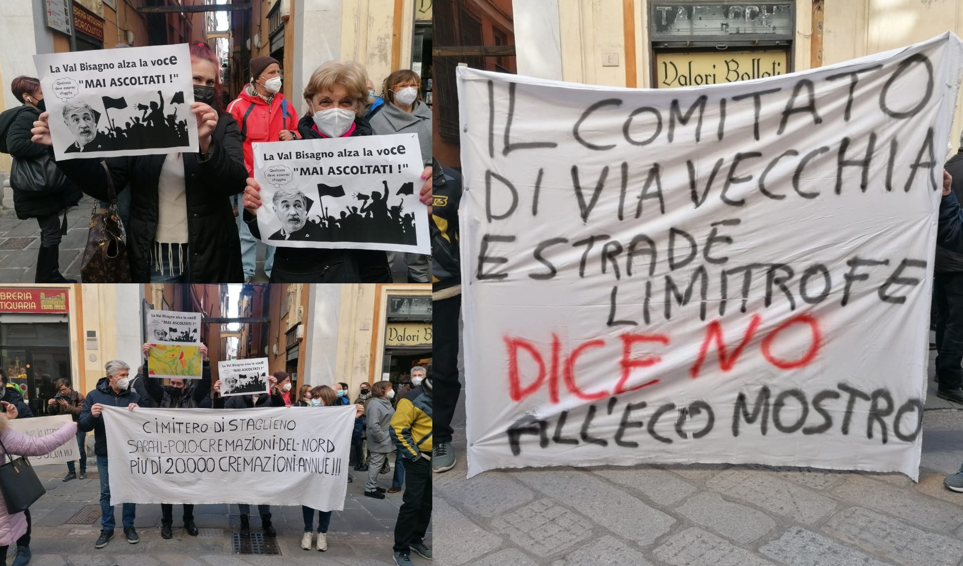Genova, protesta dei cittadini della Val Bisagno davanti a Tursi 