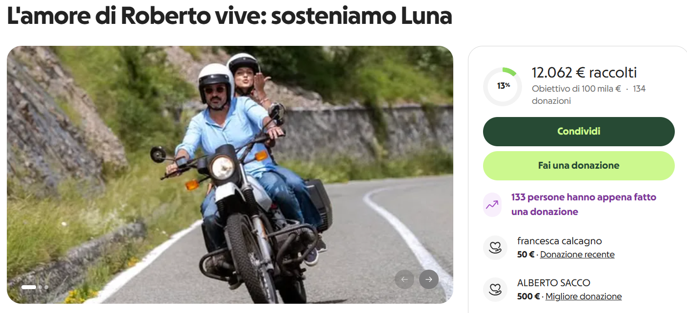 La raccolta fondi per Luna