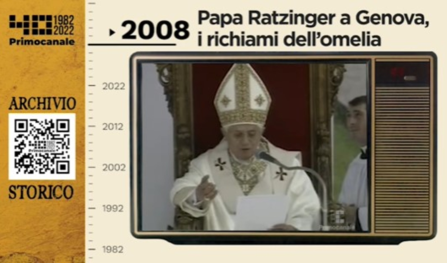 Dall'archivio storico di Primocanale, 2008: l'omelia di papa Benedetto XVI a Genova