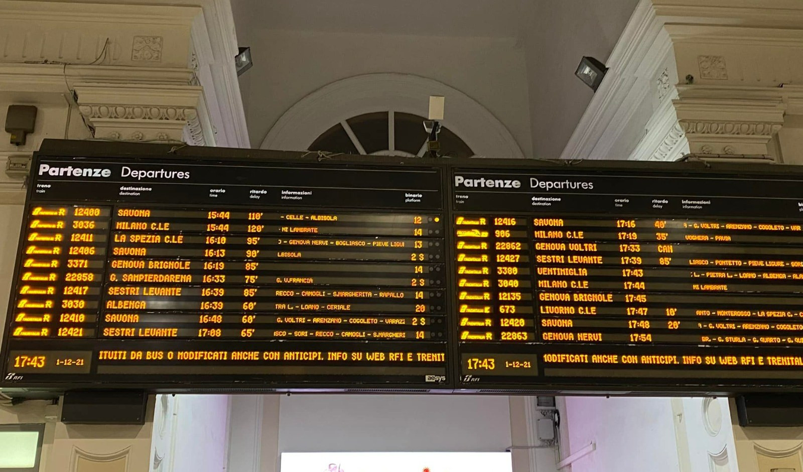 Maltempo, circolazione ferroviaria ripresa tra Arquata e Tortona. Forti disagi 