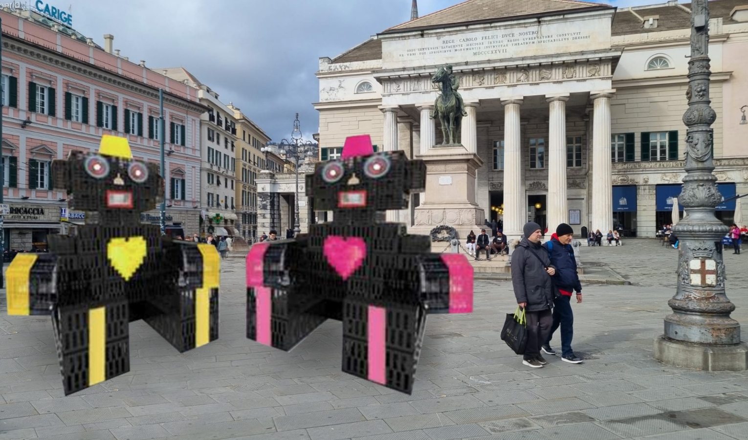 Genova, in largo Pertini due mega robot giocattolo