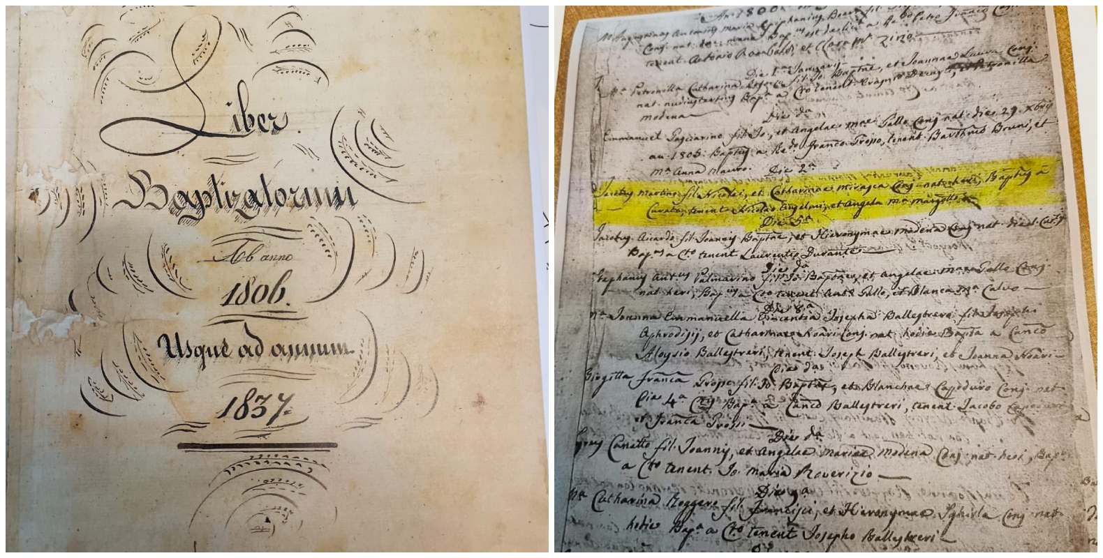 Il libro dei battesimi celebrati nella concattedrale di San Siro