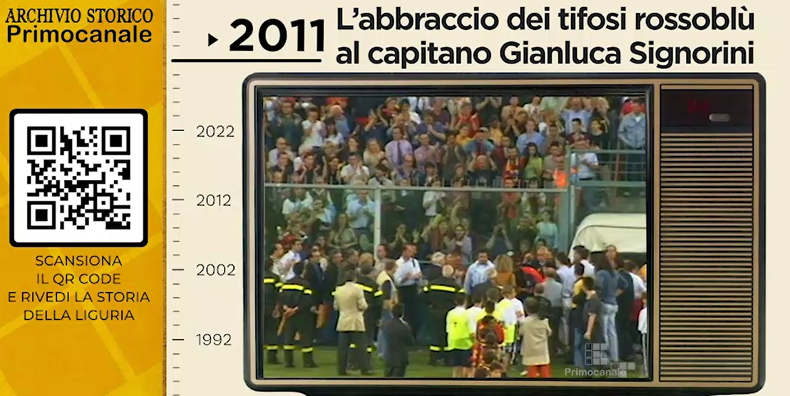 Archivio storico - L'abbraccio dei tifosi rossoblù al capitano Gianluca Signorini (2011)