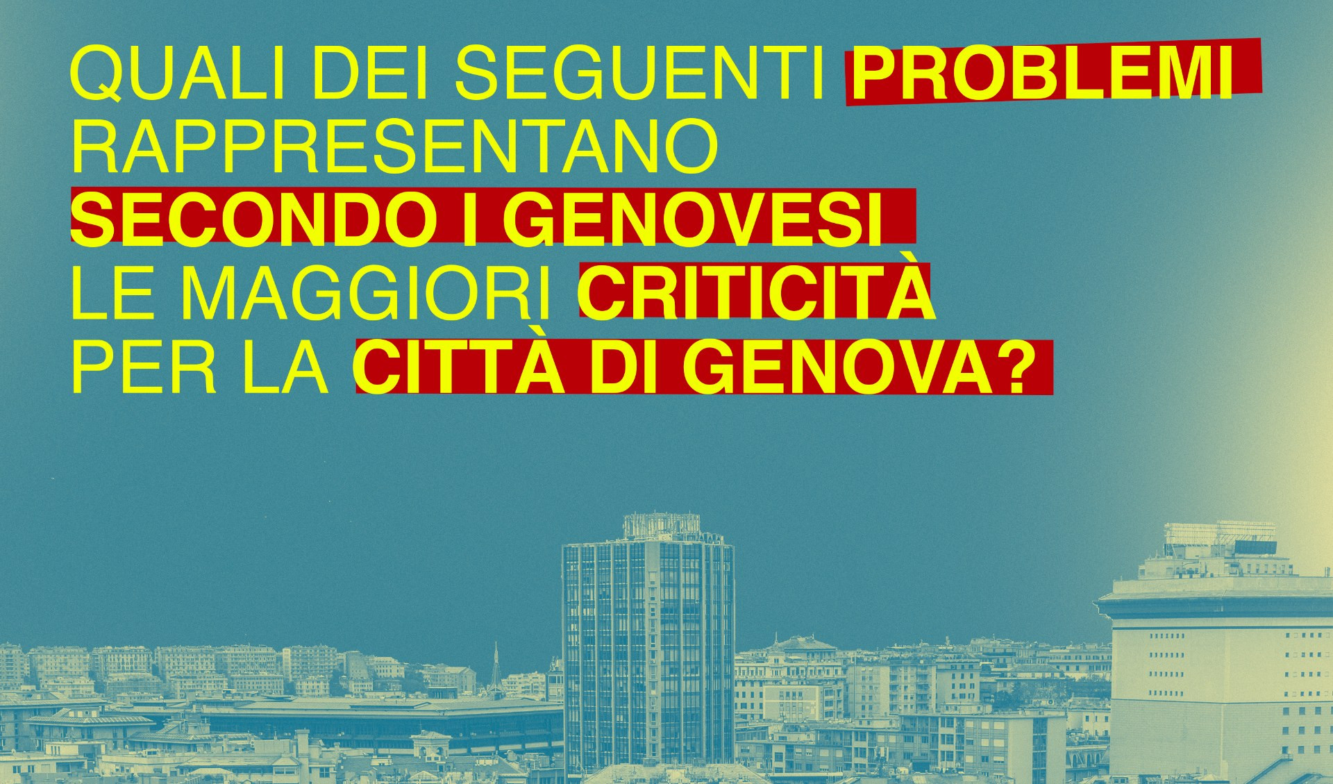 Sondaggi di Primocanale-Tecné, ecco quali sono le principali criticità di Genova secondo i cittadini