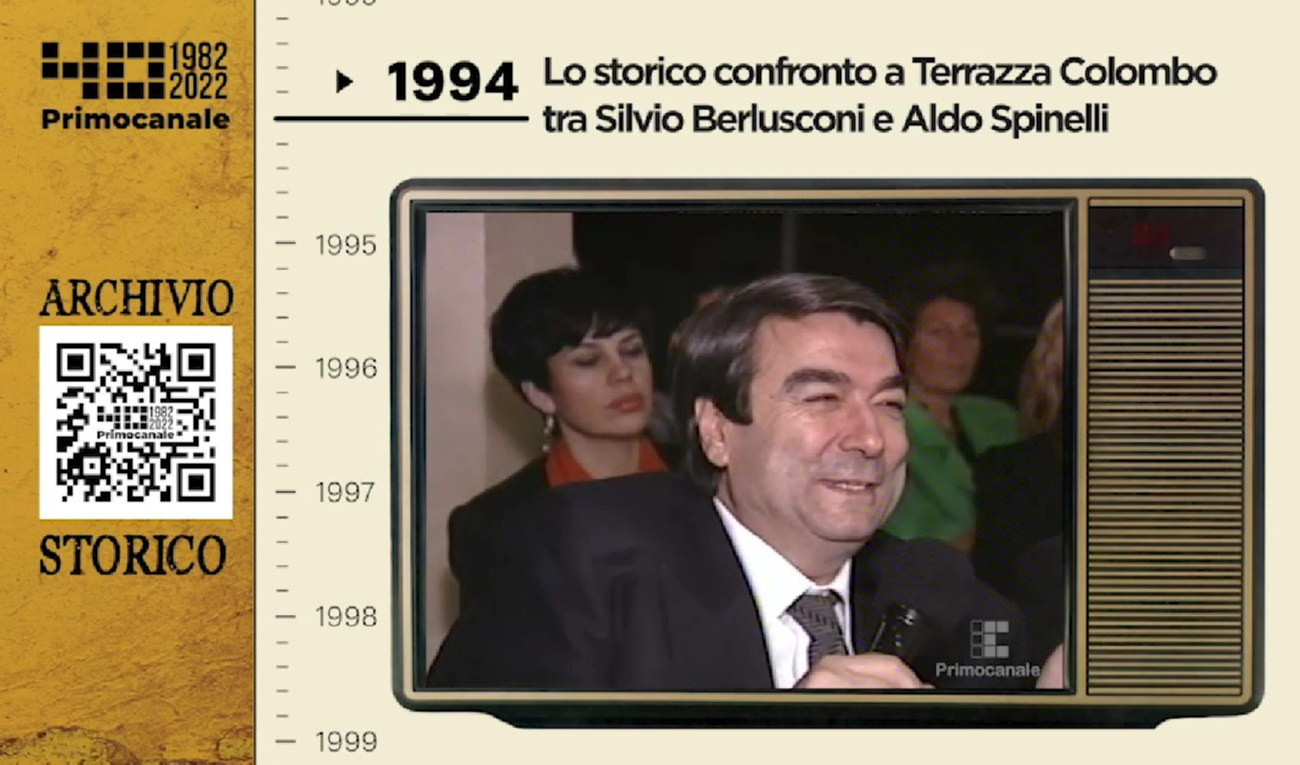 Dall'archivio storico di Primocanale, 1994: dibattito Spinelli-Berlusconi