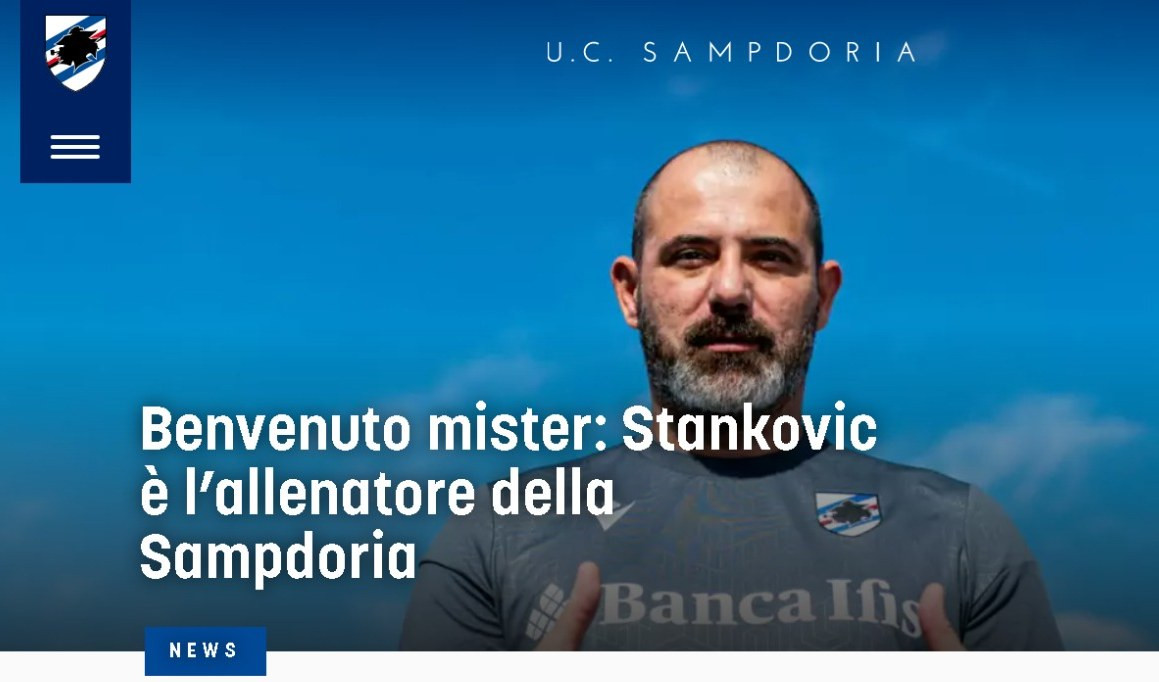 Ufficiale: Dejan Stankovic è il nuovo allenatore della Sampdoria
