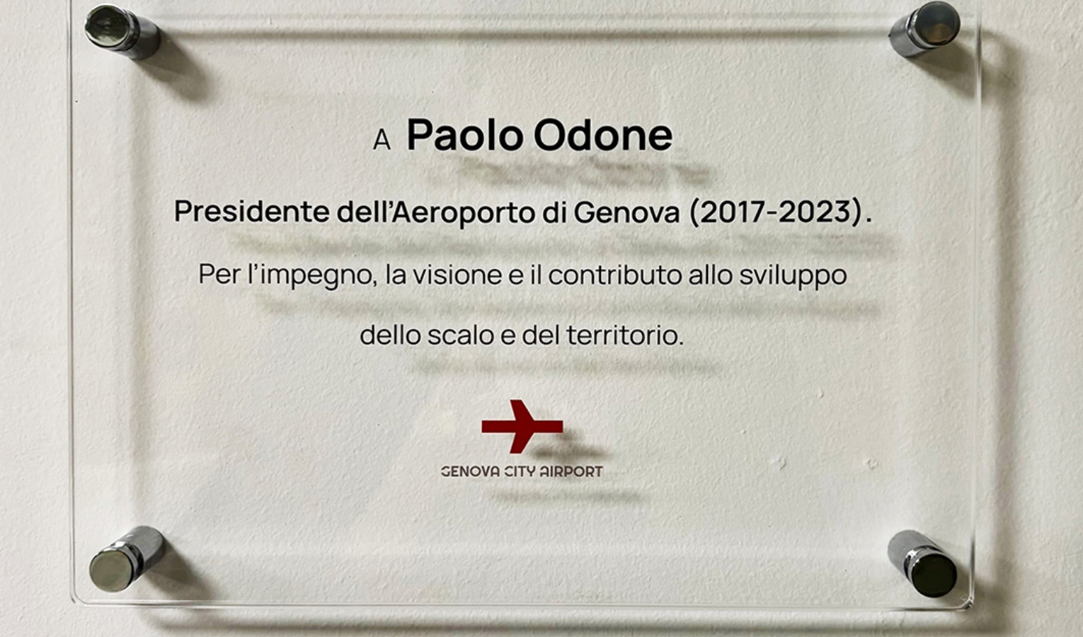 All'Aeroporto una targa commemorativa e una sala dedicata a Paolo Odone