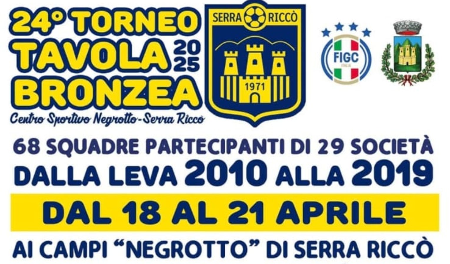 Serra Riccò, dal 18 al 21 aprile il 24esimo torneo Tavola Bronzea