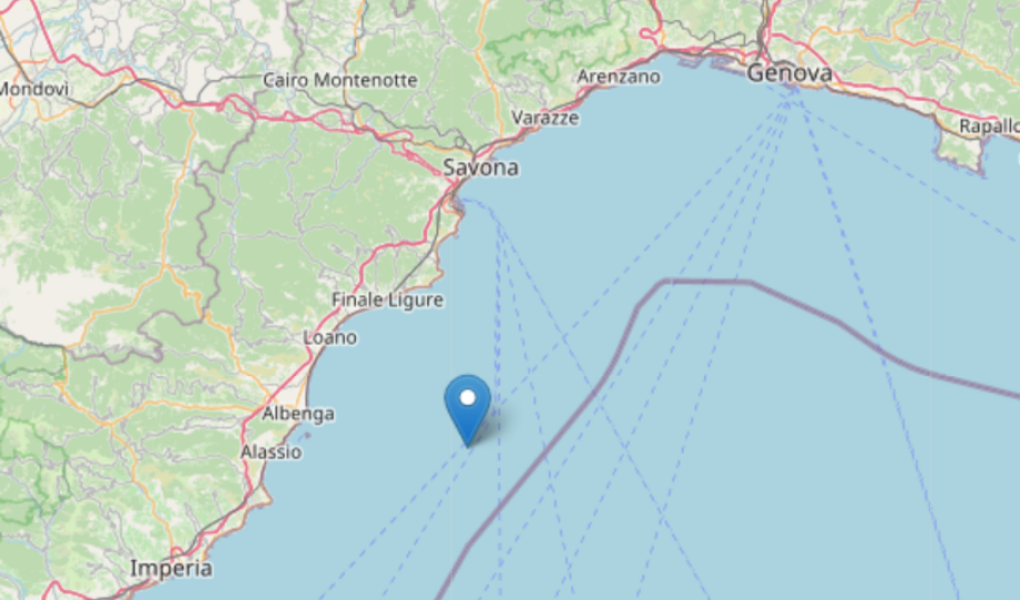 Ancora un terremoto in Liguria, scossa di magnitudo 2.5 a largo di Loano