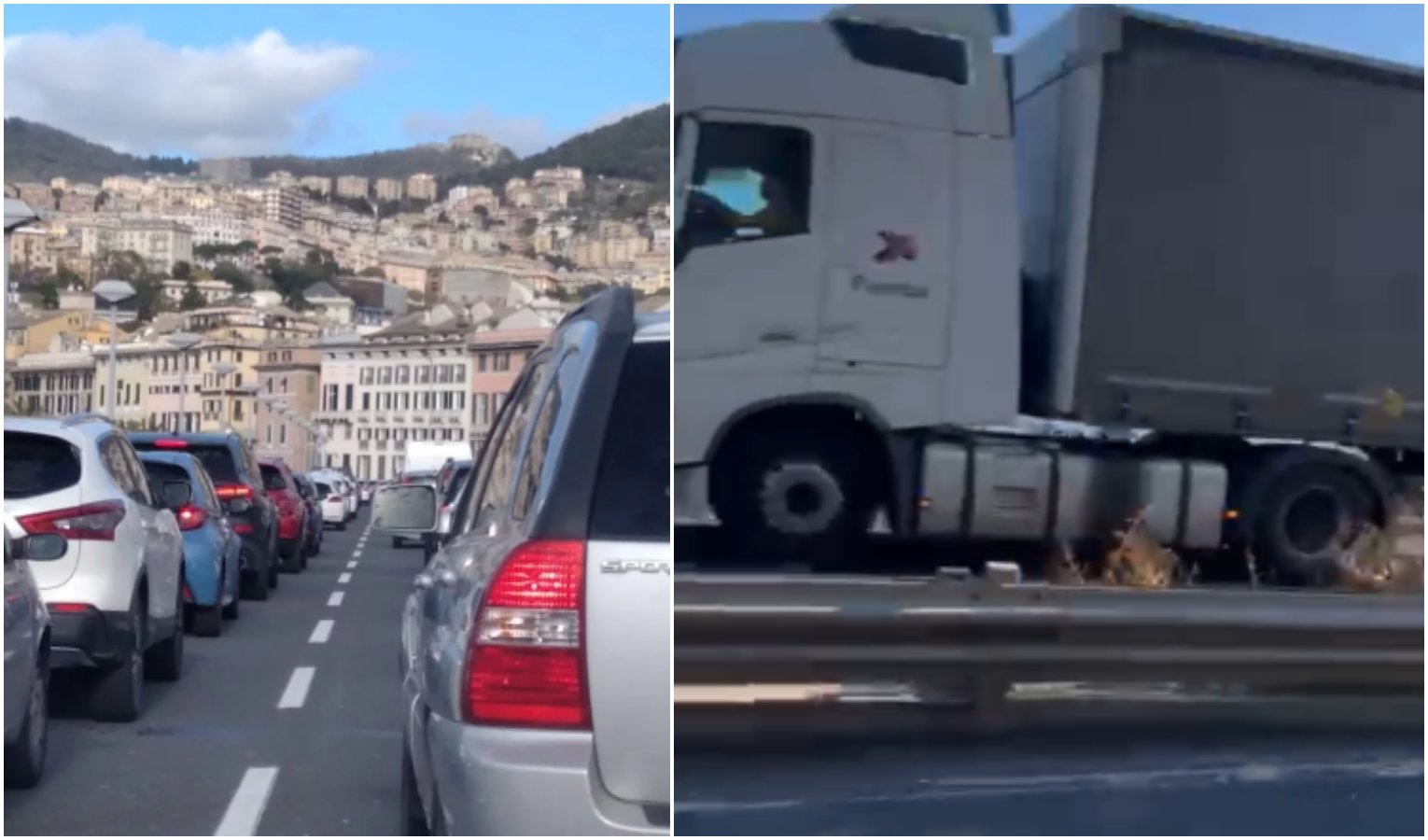 Caos traffico a Genova: e c'è anche il Tir in Sopraelevata