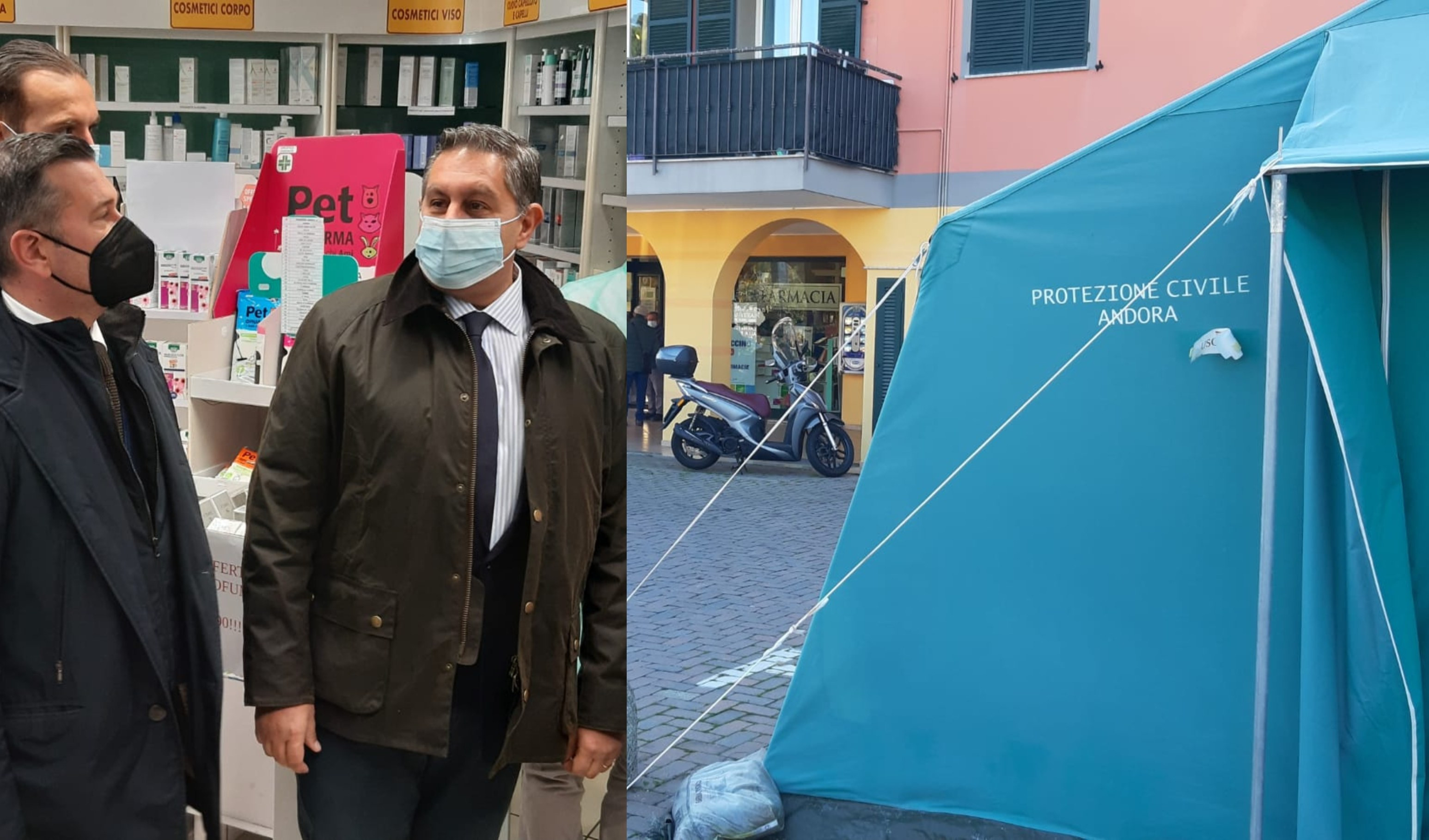 Vaccini, Toti visita il punto vaccini della farmacia di Andora