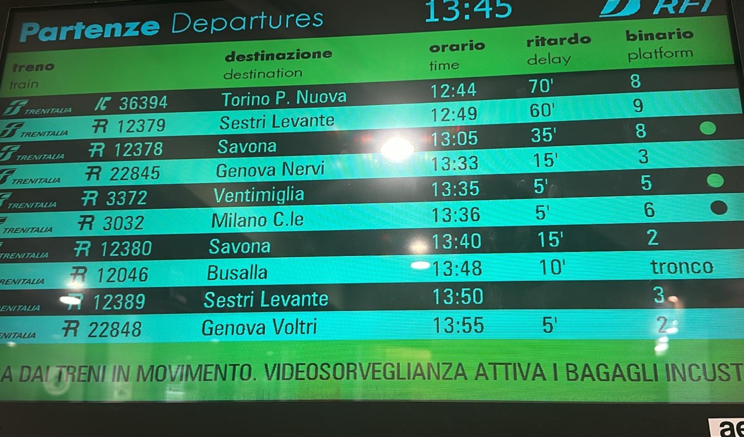 Guasto ferroviario a Brignole, treni in ritardo su tutta la linea