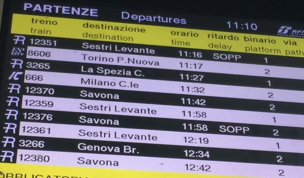 Treno guasto a Rapallo, fino a 75 minuti di ritardo per alcuni regionali