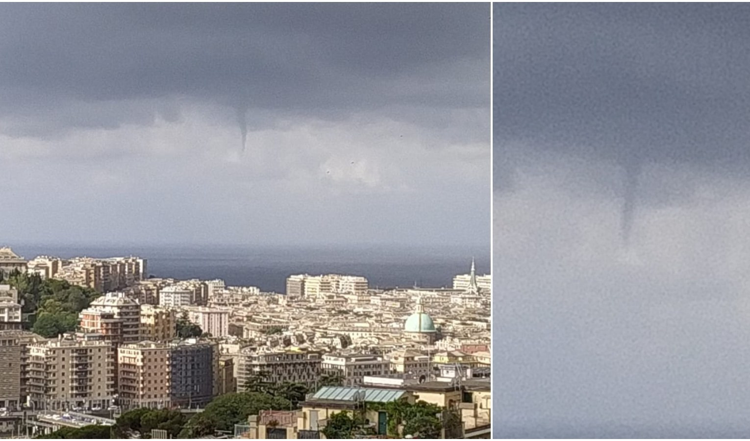 Genova, tra le nuvole spunta una tromba d'aria