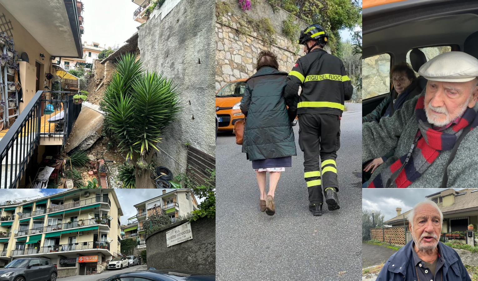 Crollo muraglione in via Mendozza a Quinto: sono sette le famiglie fuori casa