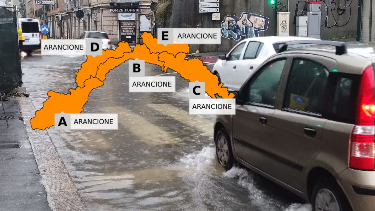 Allerta arancione da domani alle 12 su tutta la Liguria