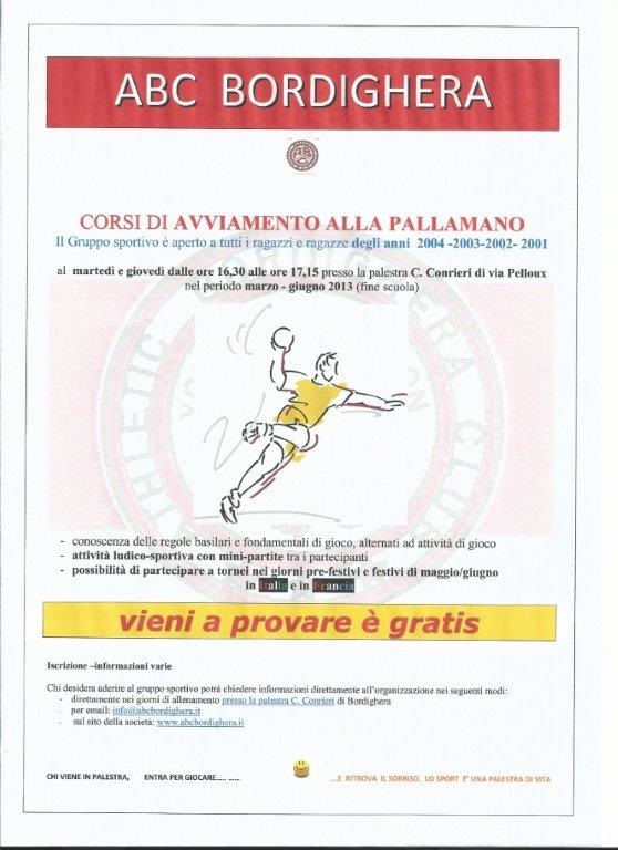 ABC Bordighera, giovedì iniziano i corsi di avviamento 
