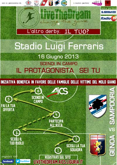 Domenica tutti al Ferraris per Live The Dream, il derby dei tifosi per le vittime di Molo Giano
