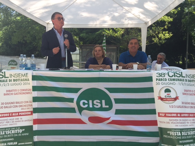 Festa della Cisl a Bottagna: lavoro, sanità e infrastrutture le parole d'ordine per uscire dalla crisi 