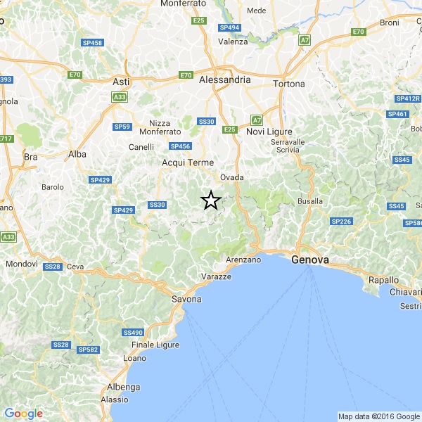 Piccola scossa di terremoto a pochi chilometri dalla Liguria 