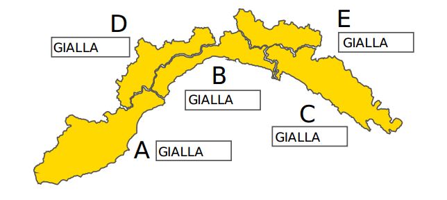 Allerta meteo in Liguria: gialla su tutta la regione fino alle 19