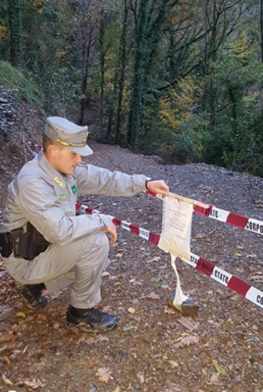 Il Corpo Forestale sequestra una strada abusiva in un bosco 