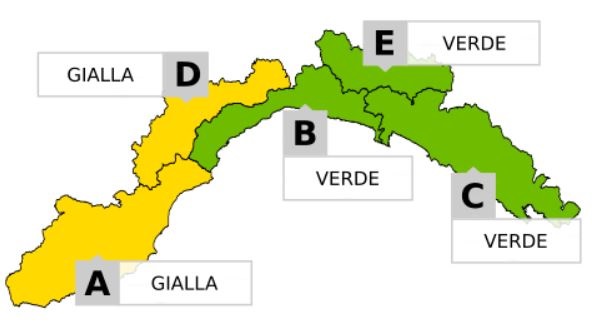 Pioggia e maltempo nel Ponente, scatta l'allerta gialla