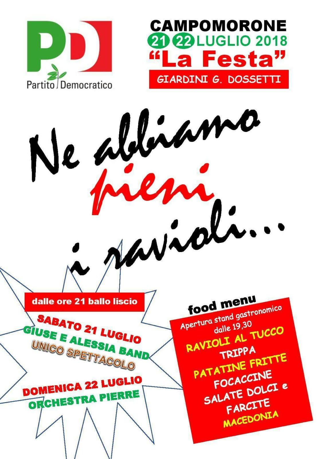 Pd: festa dell'Unità in Valpolcevera, ma a Campomorone ne hanno pieni i ravioli