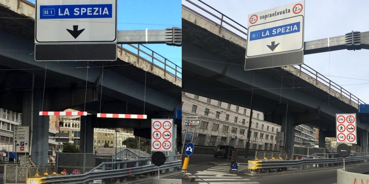 Dissuasori per tir in Sopraelevata, già spariti i limitatori di sagoma 